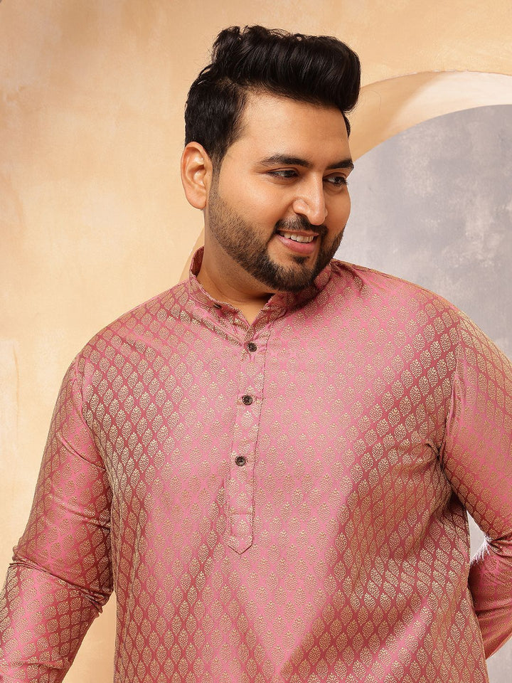 SOJANYA PLUS Men Ethnic Motifs Printed Festive Silk Straight Kurtas