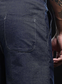 Eszett Lelaki Blue Relexed Fit Pure Cotton Denim High-Rise Shorts Dengan Teknologi Cepat Kering