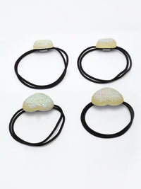 DressBerry Women Set of 4 Embellished Ponytail Holders