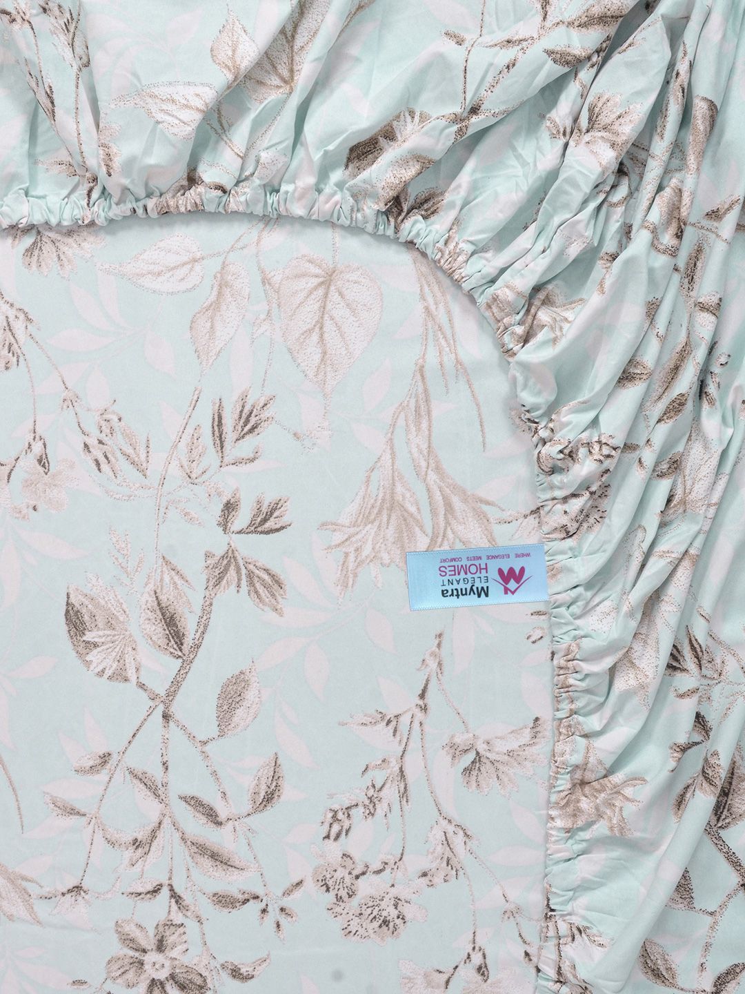 Myntra Elegant Homes Green Floral Printed Dilengkapi 400 TC King Bedsheet Dengan 2 Sarung Bantal