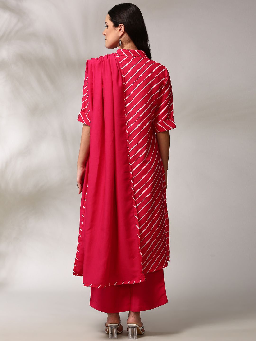 Anouk Leheriya Regular A-Line Kurta with Trousers & Dupatta