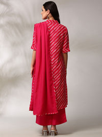 Anouk Leheriya Regular A-Line Kurta with Trousers & Dupatta