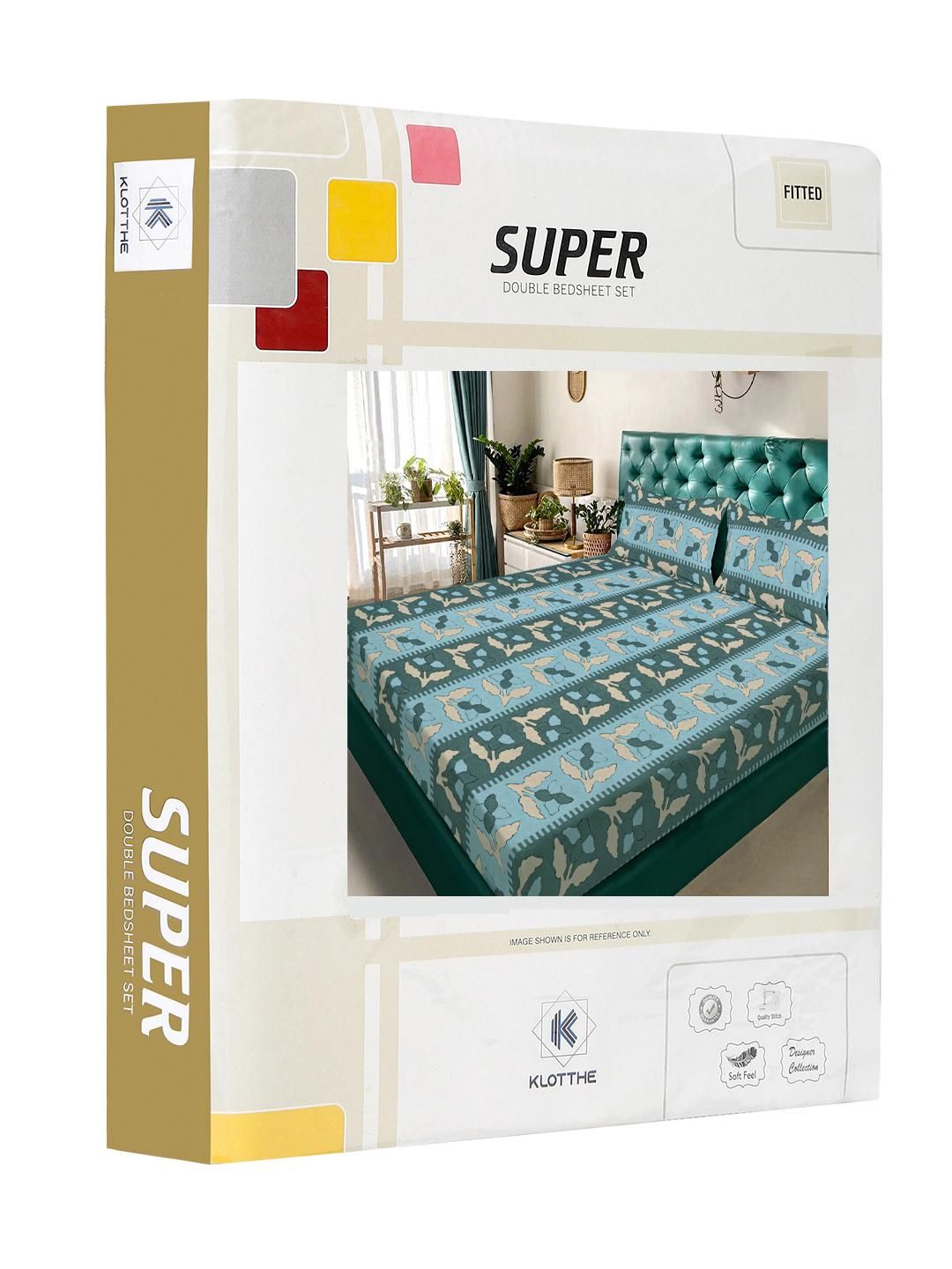 KLOTTHE Multicoloured Floral 300 TC King Bedsheet with 2 Pillow Covers