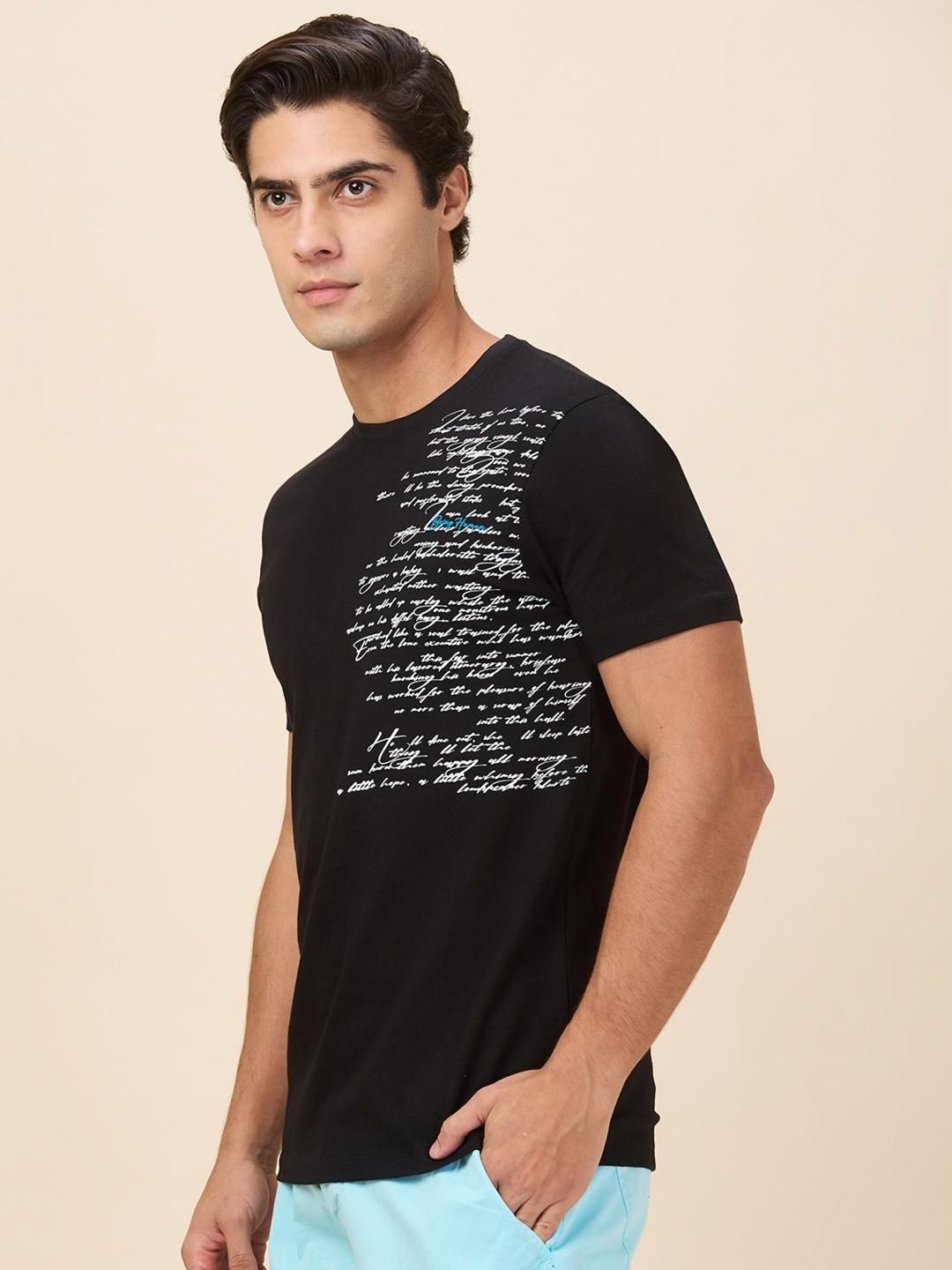 Being Human Men Typography Printed Round Neck Cotton Slim Fit T-shirt