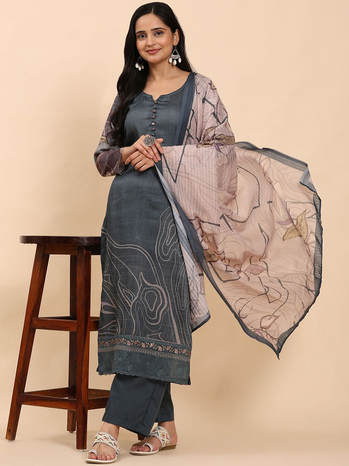 Mamicha Women Printed Regular Pure Cotton Kurta with Palazzos & With Dupatta