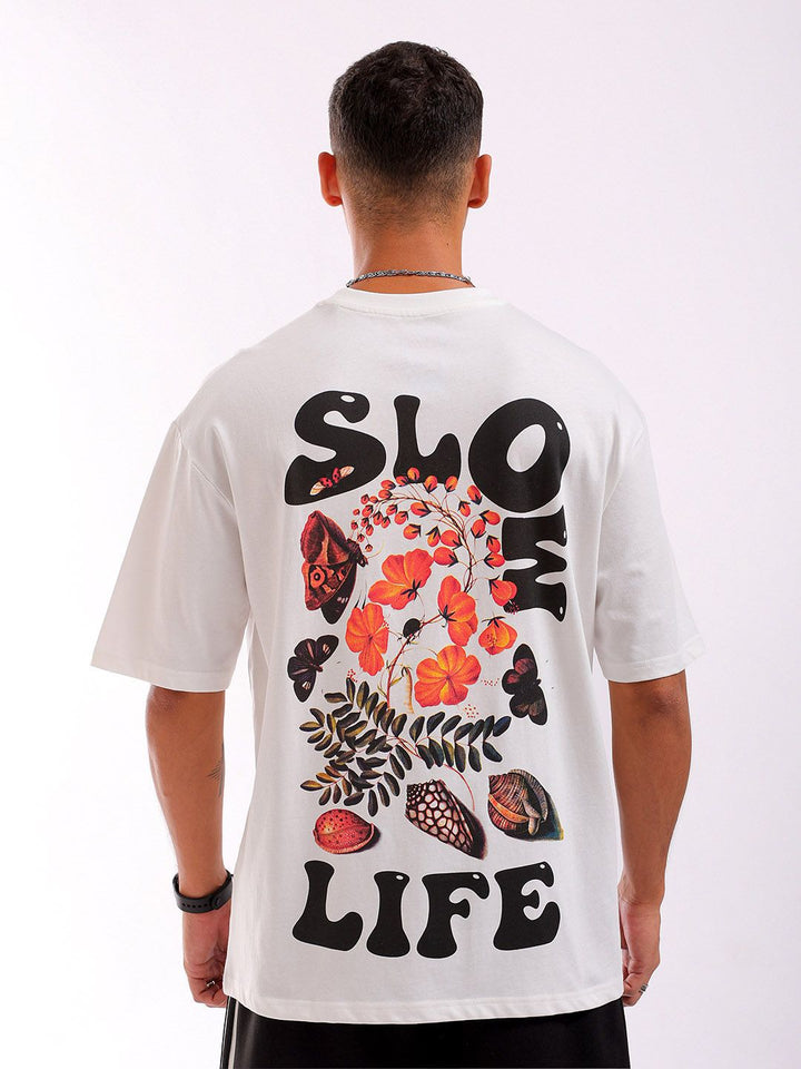 The Indian Garage Co Back Printed Pure Cotton Oversized Round Neck T-shirt