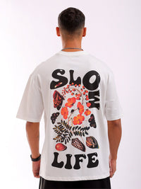 The Indian Garage Co Back Printed Pure Cotton Oversized Round Neck T-shirt