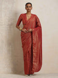 Truebrowns Maroon Gold Lurex Sedia Pakai Saree