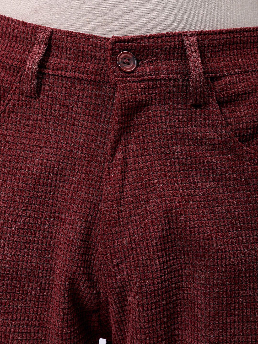 The Indian Garage Co Men Self Design Straight Fit Chinos Trousers