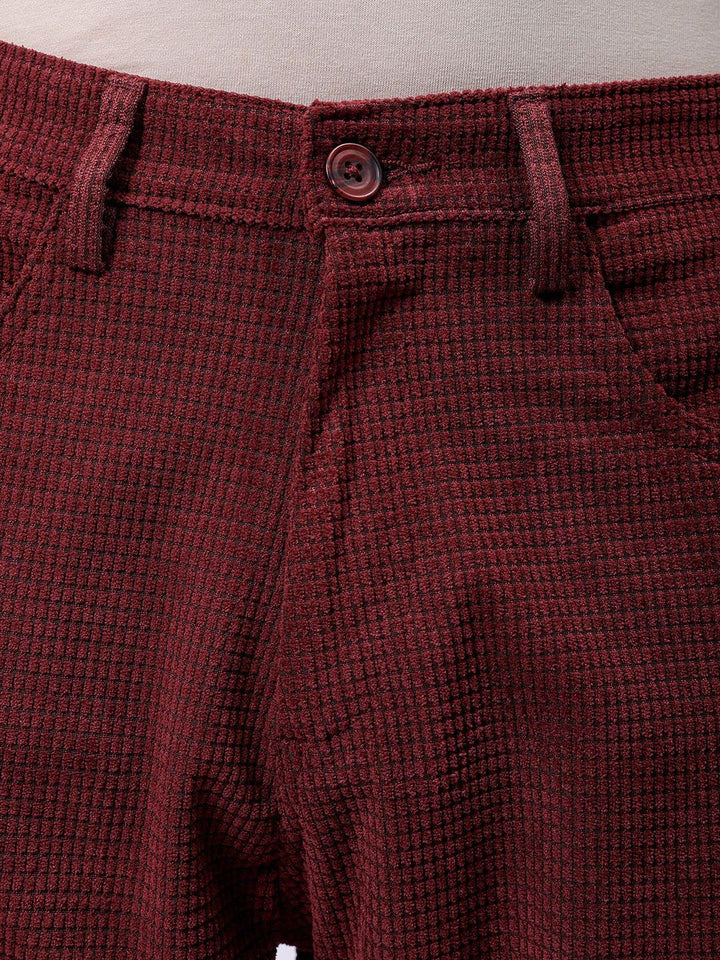 The Indian Garage Co Men Self Design Straight Fit Chinos Trousers