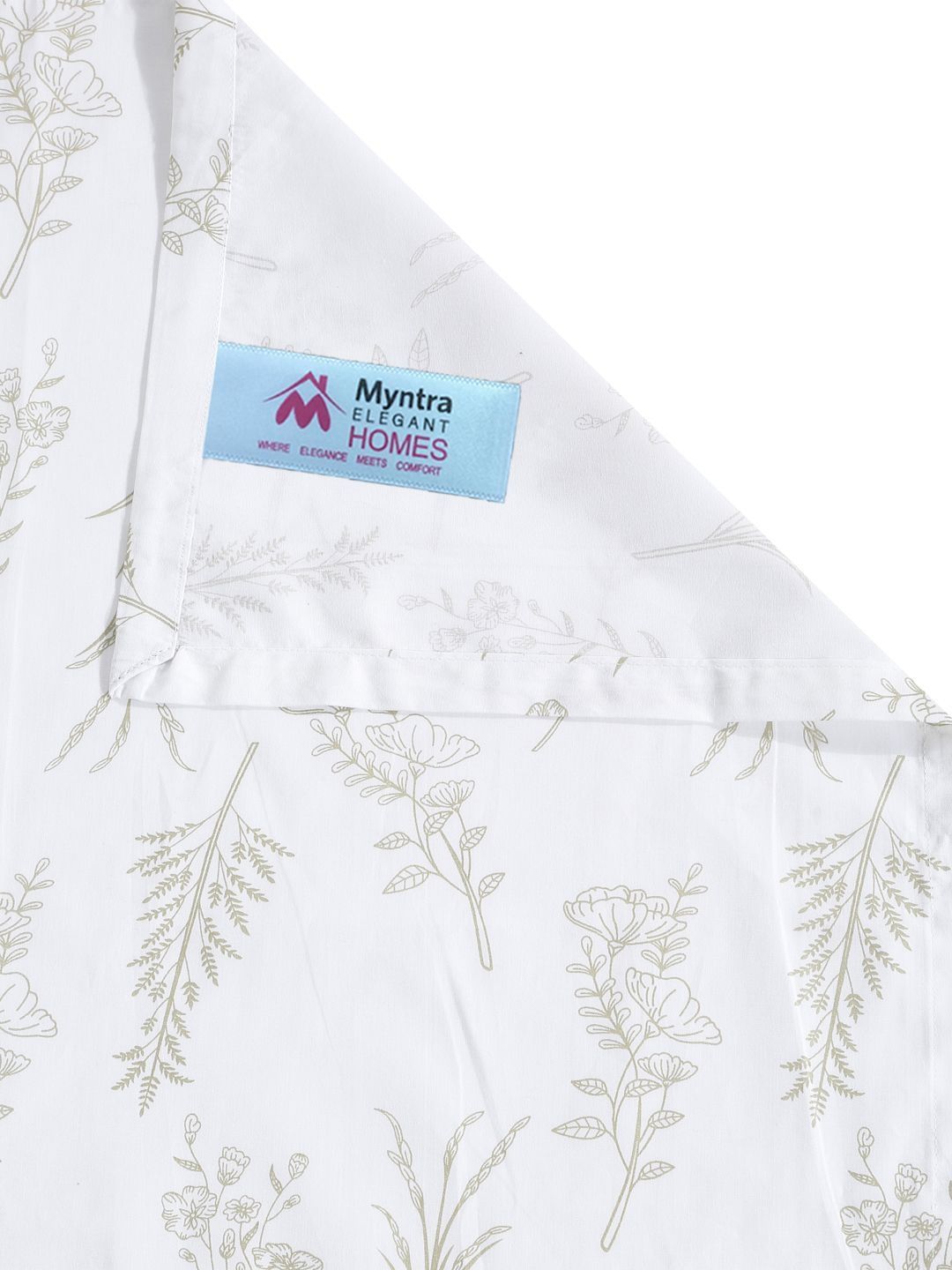 Myntra Elegant Homes White Floral 400 TC Cadar dengan 2 Sarung Bantal