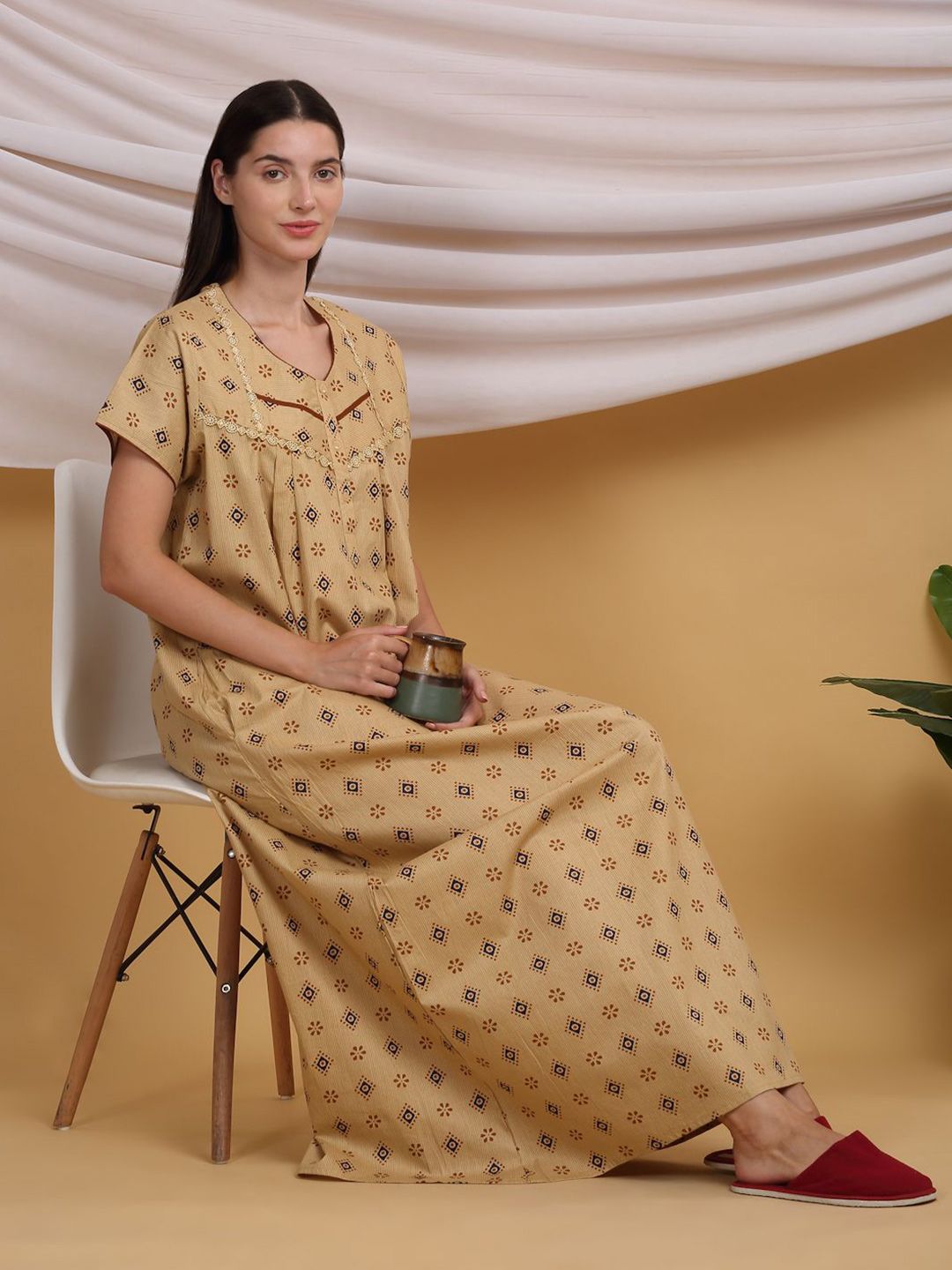 Sweet Dreams Printed Pure Cotton Maxi Nightdress