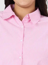Gaya Quotient Plus Size Striped Spread Collar Smart Formal Shirt
