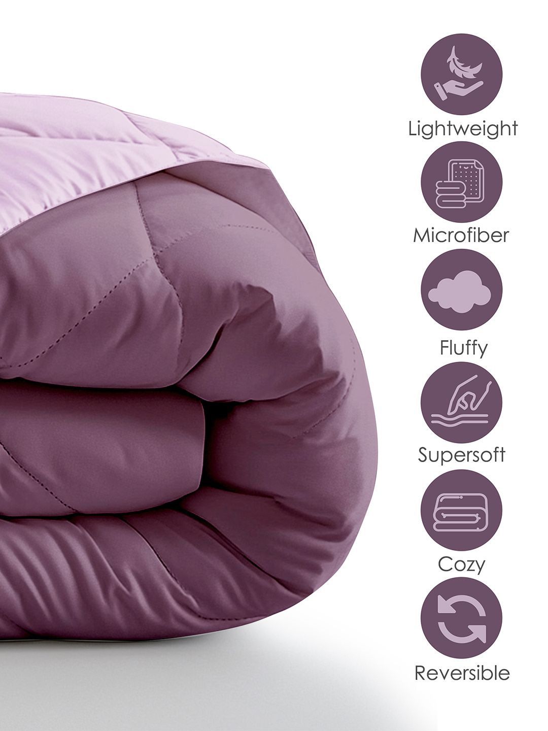 Story@home Purple & Pink Solid Reversible 240 GSM Heavy Winter Double Bed Comforter