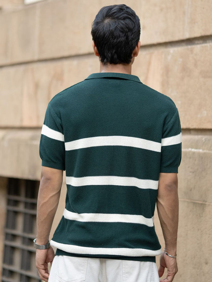 Powerlook Striped Polo Collar T-shirt