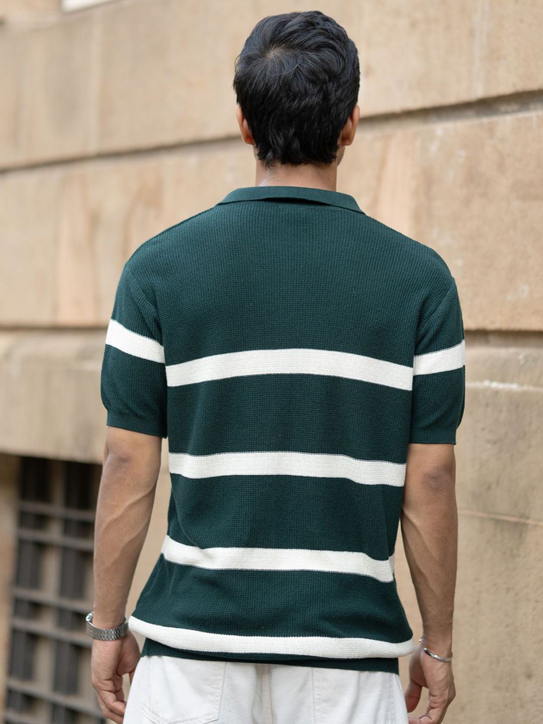 Powerlook Striped Polo Collar T-shirt