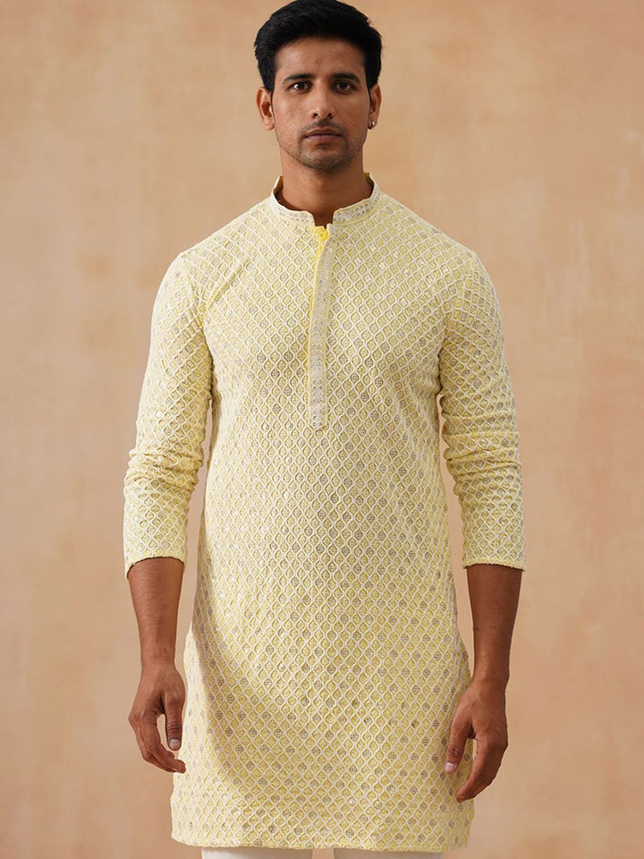 Jompers Men Geometric Printed Festive Pure Cotton Straight Kurta