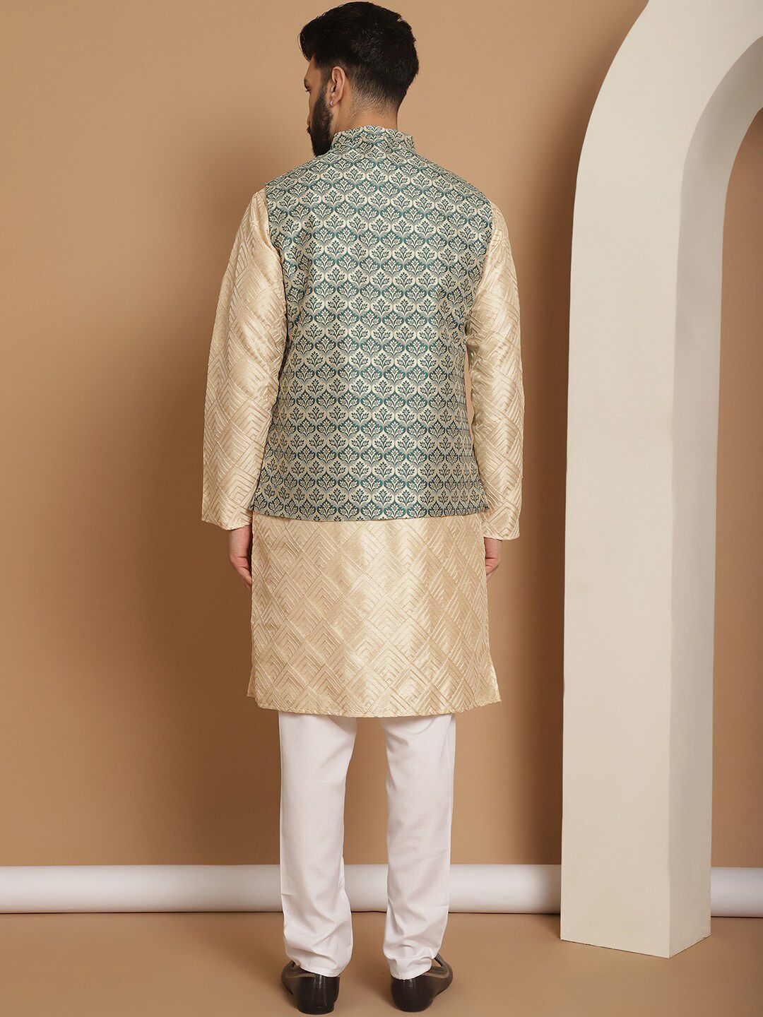 Anouk Embroidered Regular Kurta with Churidar With  NehruJacket