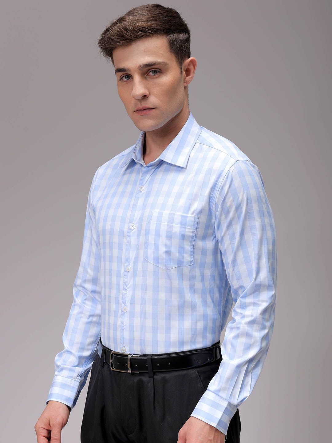 The Indian Garage Co. X Luxe Men Slim Fit Opaque Checked Formal Shirt