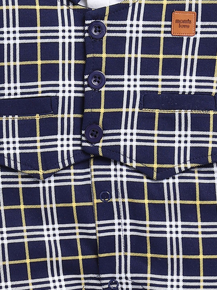 Moms Love Infant Boys Checked Pure Cotton Party Romper