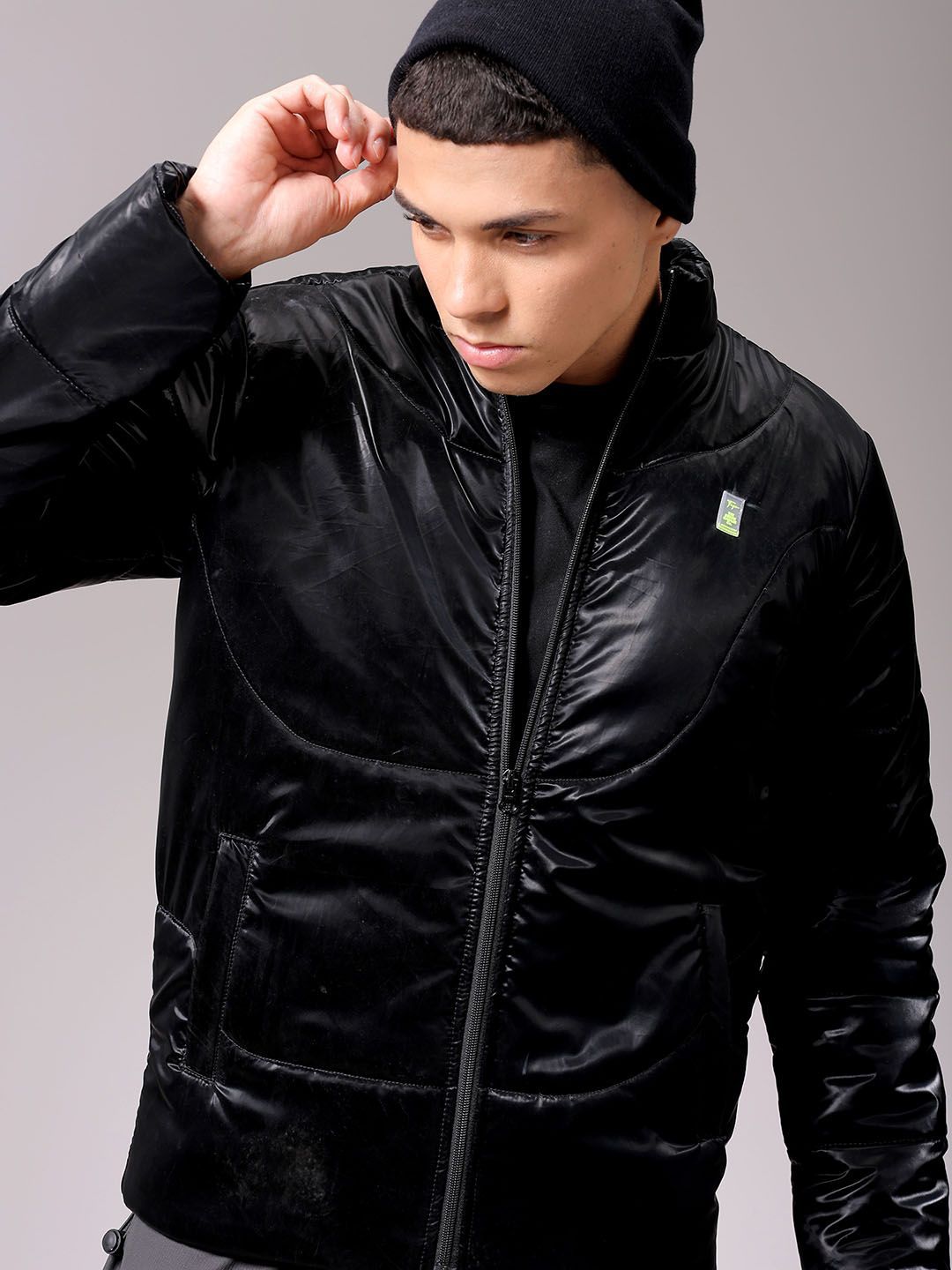The Indian Garage Co Men High Neck Solid Puffer Jacket