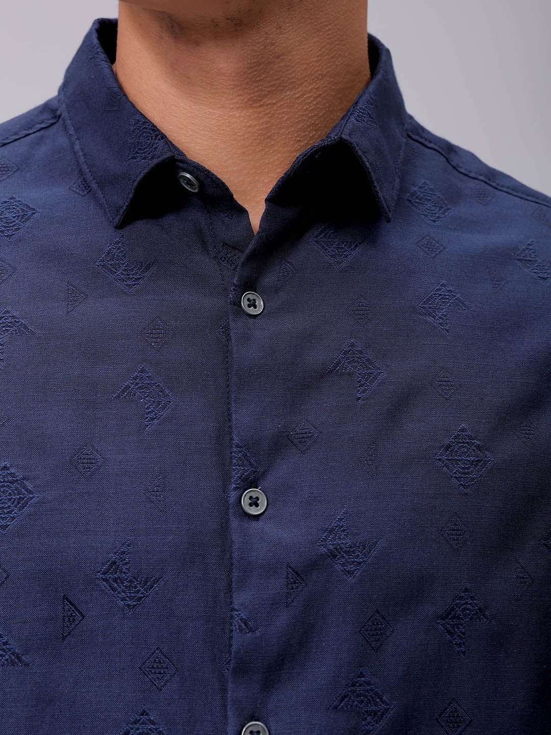 The Indian Garage Co Men Regular Fit Dobby Textured Resortwear Shirt