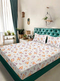 Myntra Elegant Homes White Floral 300 TC King Double Bedsheet with 2 Pillow Covers