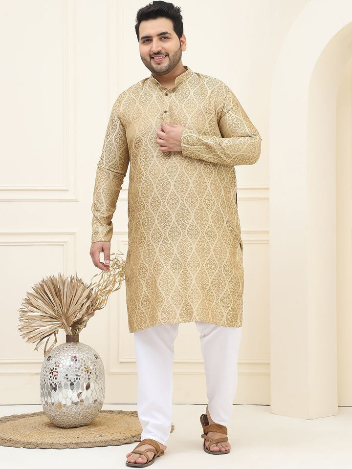 SOJANYA PLUS Plus Size Woven Design Straight Kurta with Pyjamas