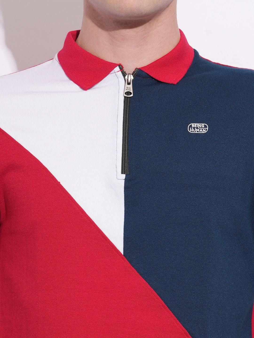 Being Human Men Colourblocked Polo Collar T-shirt
