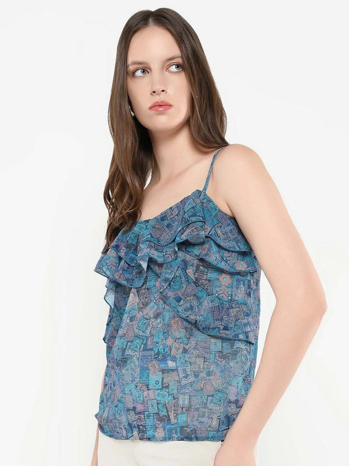 RAREISM Women Abstract Printed Shoulder Straps Top