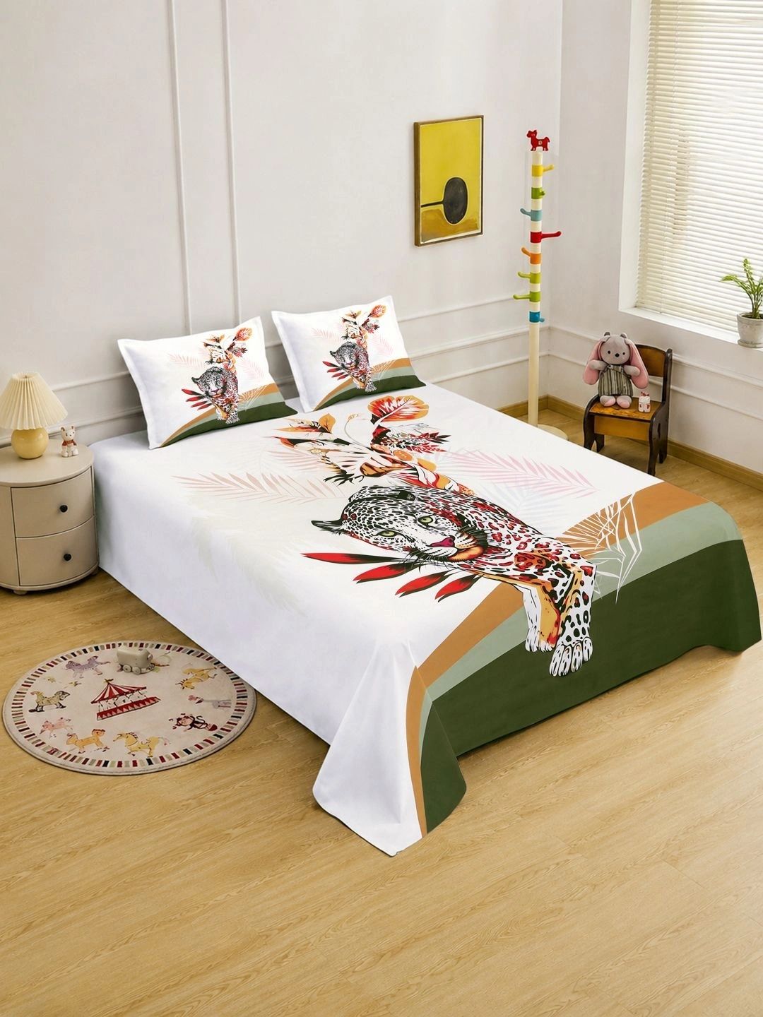 Myntra Elegant Homes White 400 TC Bedsheet with 2 Pillow Covers