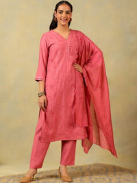 Mamicha Women Ethnic Motifs Embroidered Regular Thread Work Pure Cotton Kurta with Trousers & With Dupatta
