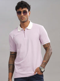 ADRO Men Solid Polo Collar Cotton T-Shirt