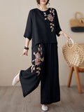 Fashion Round Neck Shirt With Trousers Co-Ords