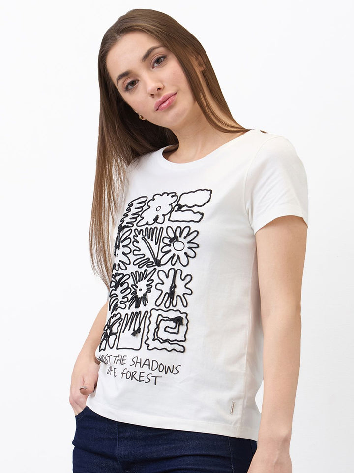 SPYKAR Women Regular Fit Floral Printed Round Neck Cotton T-shirt