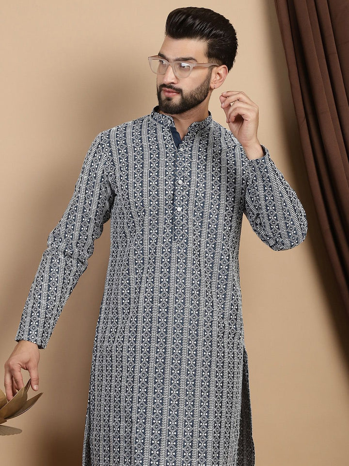 Anouk Ethnic Motifs Embroidered Regular Pure Cotton Straight Kurta With Churidar