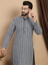 Anouk Ethnic Motifs Embroidered Regular Pure Cotton Straight Kurta With Churidar