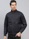 Monte Carlo Men Mock Collar Checked Casual Open Front Jacket