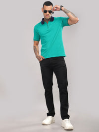 ADRO Men Solid Polo Collar Cotton T-shirt
