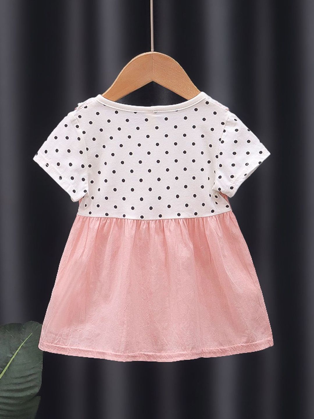 YK Polka Dot Print Cotton Fit & Flare Dress