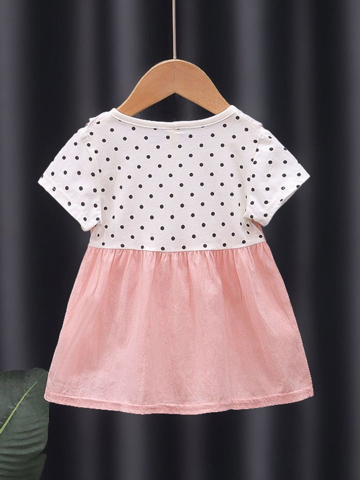 YK Polka Dot Print Cotton Fit & Flare Dress