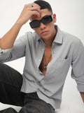 VASTRADO Men Classic Spread Collar Textured Slim Fit Casual Shirt