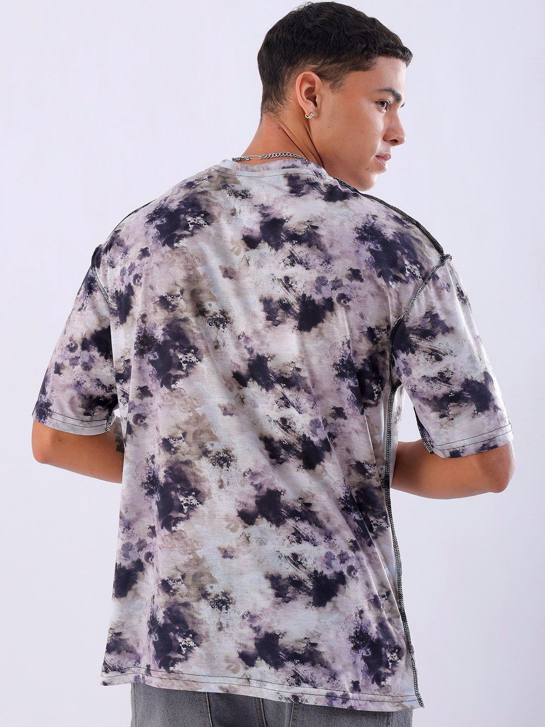 The Indian Garage Co Men Tie and Dye Round Neck Oversized T-shirt