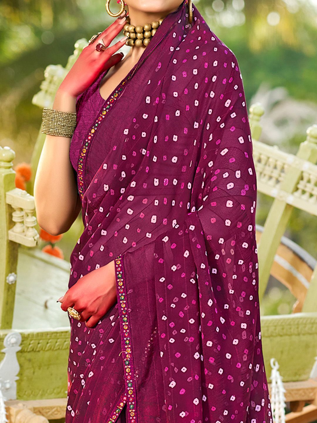 Saree mall Mirror Work Bandhani Sarees