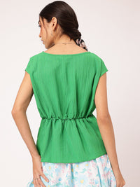 DressBerry Luxe Layering Textured Pleated Cinched Waist Top
