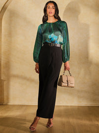 AND Women Floral Printed Keyhole Neck Top