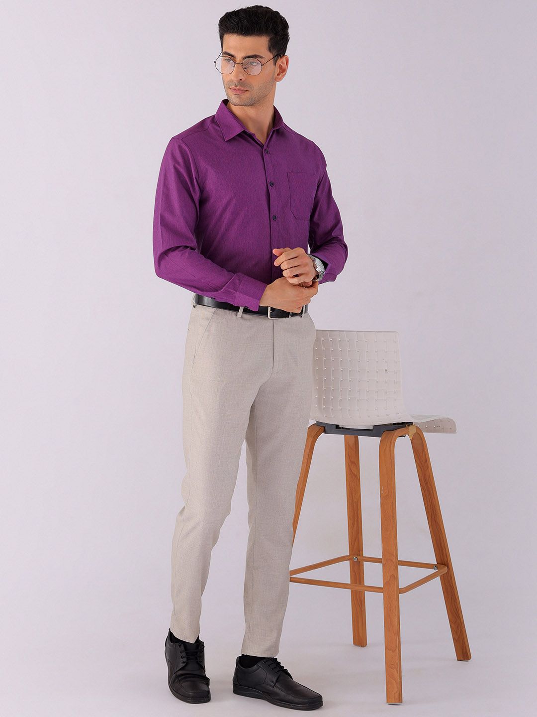 The Indian Garage Co. X Luxe Men Spread Collar Solid Slim Fit Formal Shirt