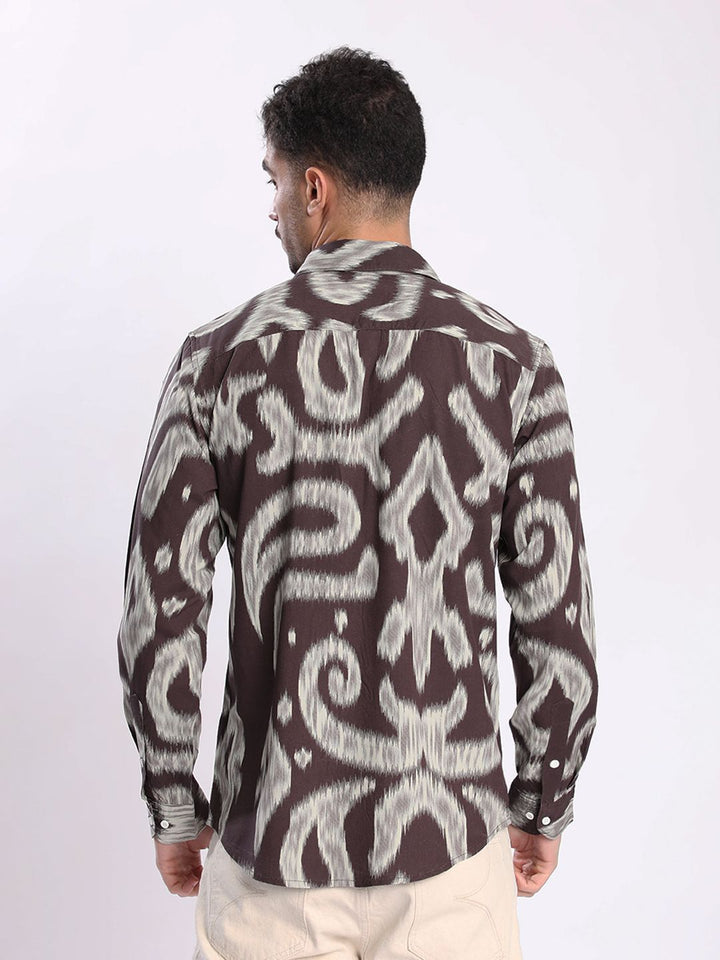 Bene Kleed Men Slim Fit Abstract Printed Spread Collar Casual Shirt