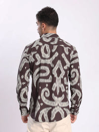 Bene Kleed Men Slim Fit Abstract Printed Spread Collar Casual Shirt