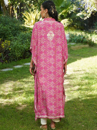 House of Chikankari Women Printed Chikankari Crepe Kaftan Kurta